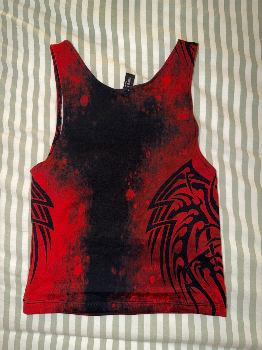 Red Tribal Print Crop Tank Top - Picture 2 of 3